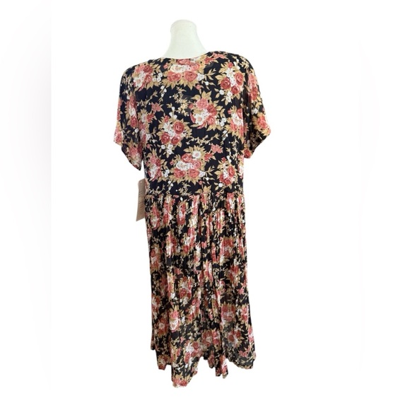 Vintage S. ROBERTS Floral Maxi Dress Size 22/24,Broomstick Pleating, Button Down - Picture 4 of 9